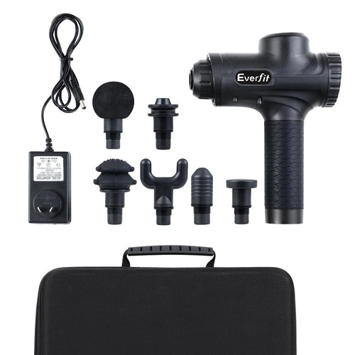 Everfit Pro Percussion Massage Gun — 30 Speeds, 6 Attachments, 8-Hour Battery
